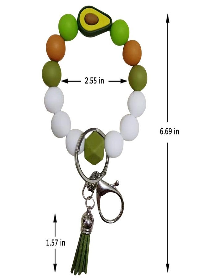 iMagitek Avocado Silicone Wristlet Keychain Avocado Elastic Bracelet Keychain Keyring Gift for Girls Women - Image 2