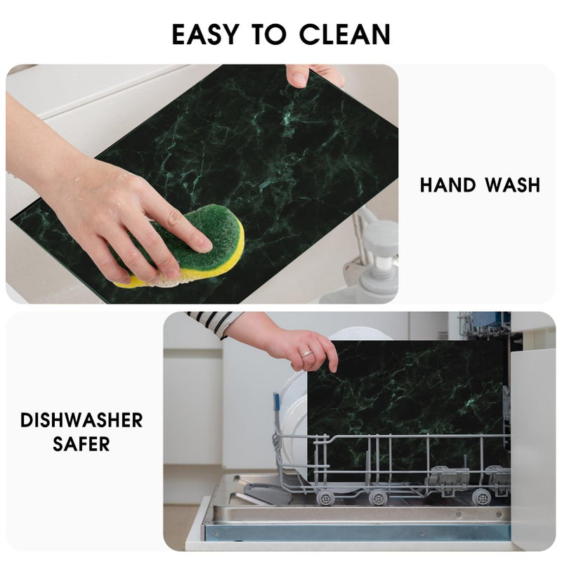 JAMBALAY Tempered Glass Cutting Board for Kitchen, 16"x12" Black Marble Glass Cutting Board with Design, Glass Chopping Board with Non Slip Feet, Heat & Shatter Resistant, Dishwasher Safe - Image 3