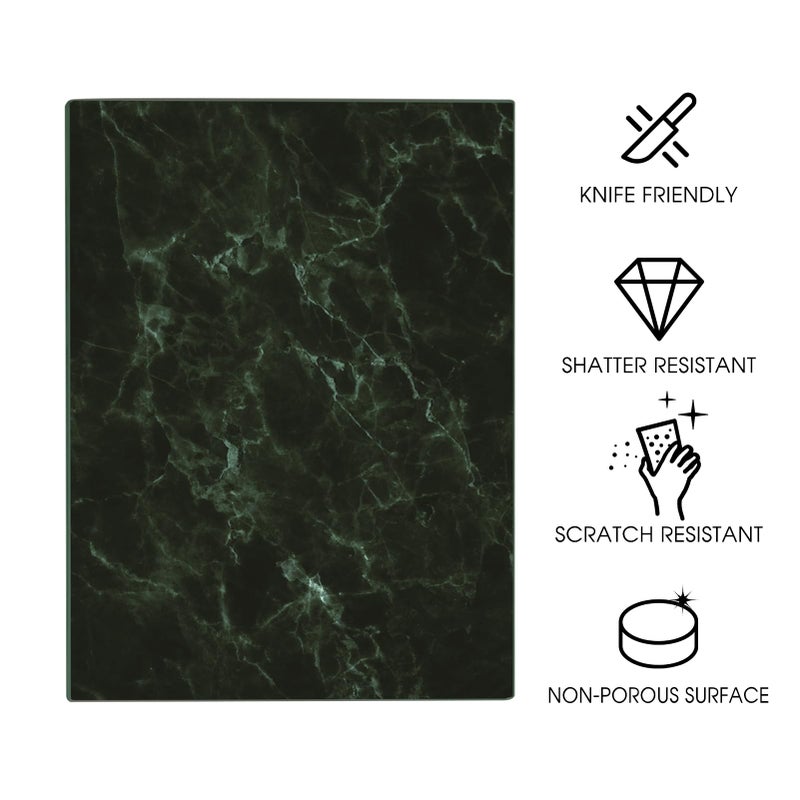 JAMBALAY Tempered Glass Cutting Board for Kitchen, 16"x12" Black Marble Glass Cutting Board with Design, Glass Chopping Board with Non Slip Feet, Heat & Shatter Resistant, Dishwasher Safe - Image 5
