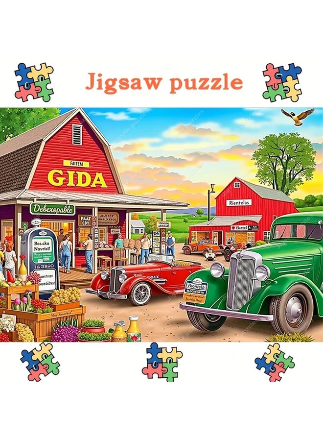 YF3215 1314 قطعة لغز مزرعة سوق قديم للكبار ديكور جدار كبير - Image 1