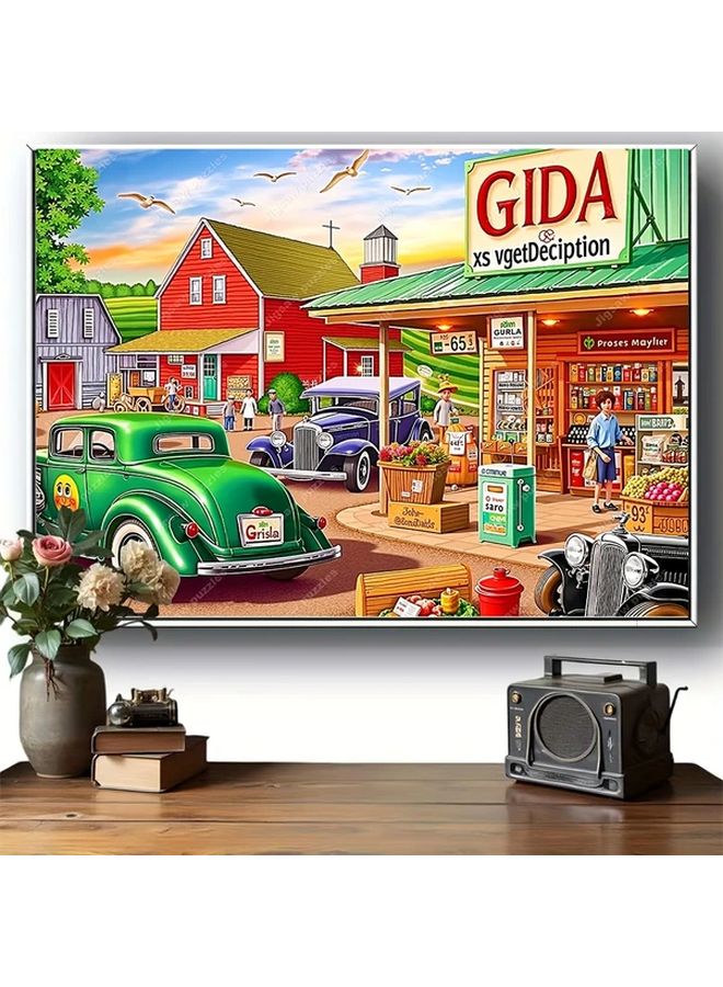 YF3215 1314 قطعة لغز مزرعة سوق قديم للكبار ديكور جدار كبير - Image 2