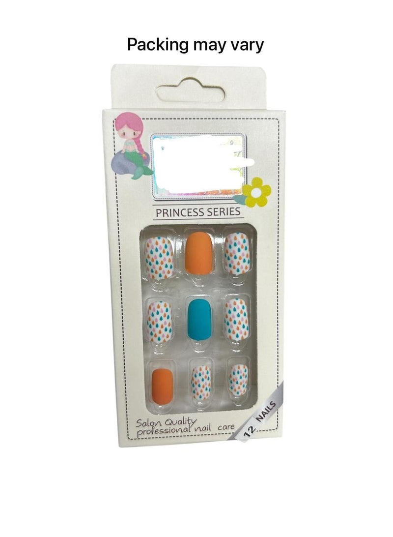 Generic 12 Pack Kids False Nails - Unique Design Double-Sided Adhesive 
