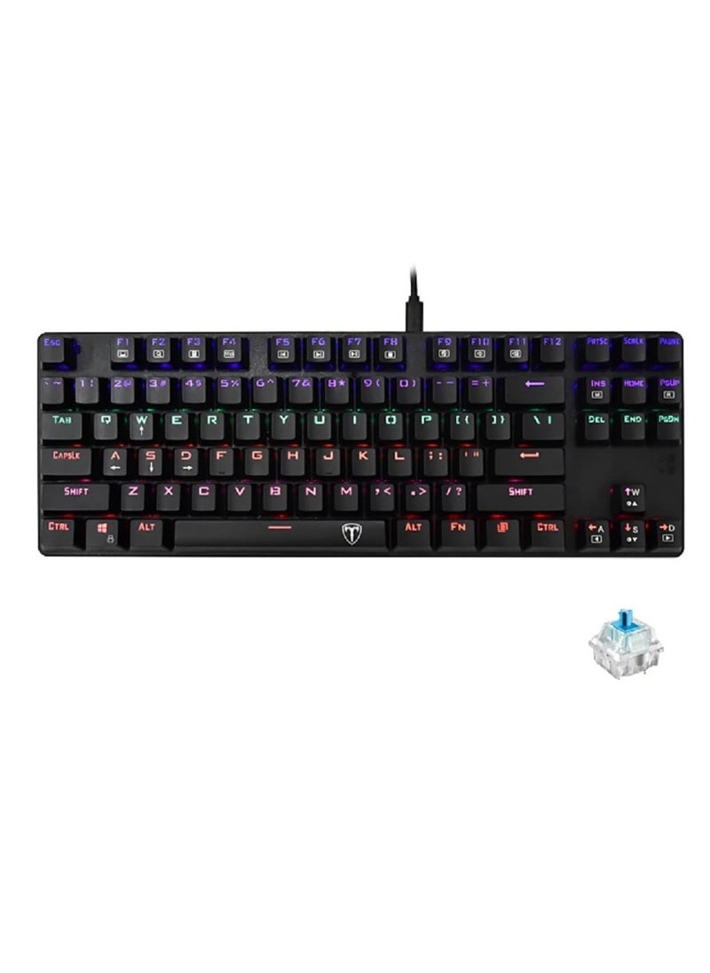 T-DAGGER - TGK313 BORA Gaming Mechanical Keyboard - Rainbow LED Lighting -TKL Size 87 Key - AR / EN Key || Blue Switch - Image 1