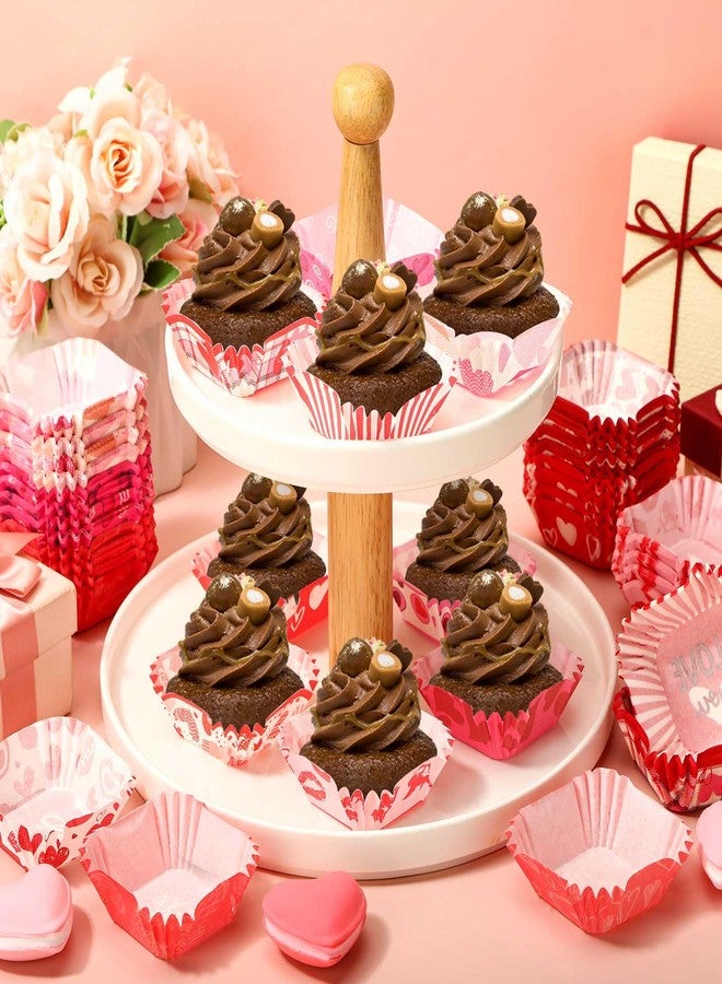 Uiifan 1200 Pack Valentine's Day Square Cupcake Liners Heart Square Brownie Pink Baking Cup for Cupcakes and Cup Liners Party Supplies for Weddings Birthdays Baby Showers 1.7" x 1.7" Bottom 0.8" High - Image 5