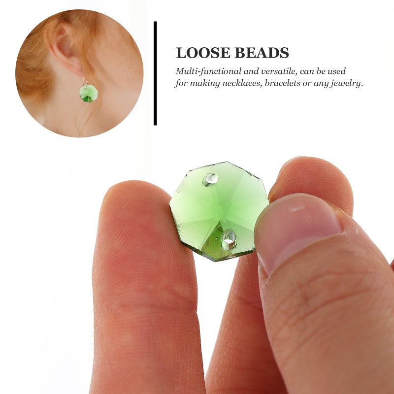 40pcs Glass Crystal Double Hole Octagonal Beads Glass Crystal Pendants for Decor - Image 3