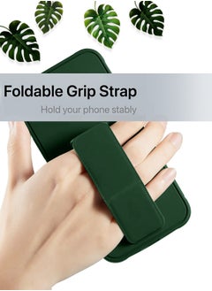 Wtech Xiaomi Redmi Note 14 Pro 5G 2024 Hand Grip Foldable Magnetic Kickstand Wrist Strap Finger Grip with Built-in Iron Case Cover - Dark Green  - Image 2