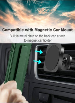 Wtech Xiaomi Redmi Note 14 Pro 5G 2024 Hand Grip Foldable Magnetic Kickstand Wrist Strap Finger Grip with Built-in Iron Case Cover - Dark Green  - Image 3