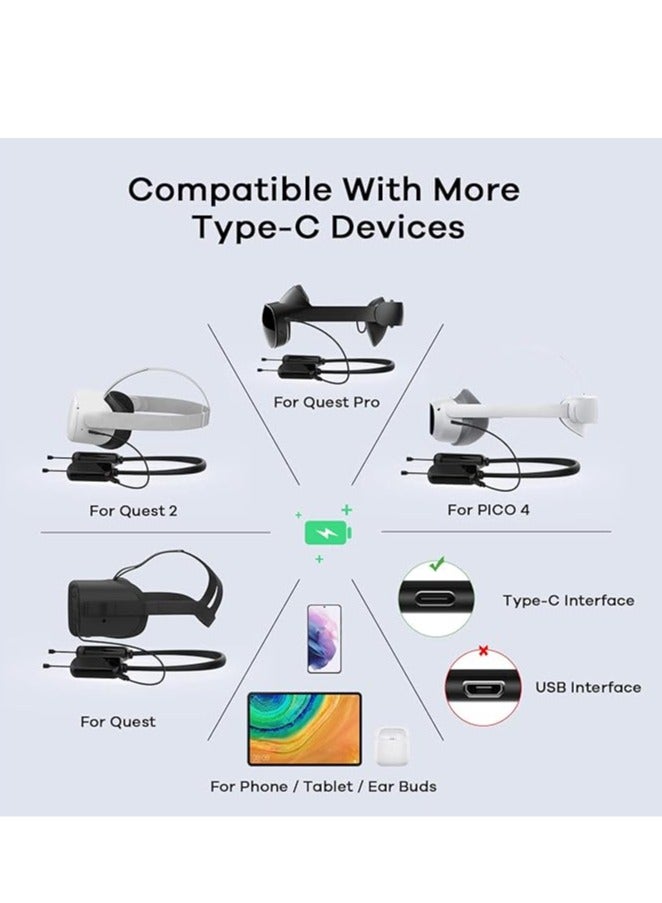 AMVR The AMVR 8000mAh battery pack is compatible with Quest 3/Quest Pro/Quest 2/Pico 4, and the lightweight neck power bank reduces head pressure and extends the gaming time of VR accessories - Image 5