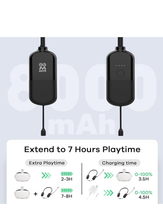 AMVR The AMVR 8000mAh battery pack is compatible with Quest 3/Quest Pro/Quest 2/Pico 4, and the lightweight neck power bank reduces head pressure and extends the gaming time of VR accessories - Image 4