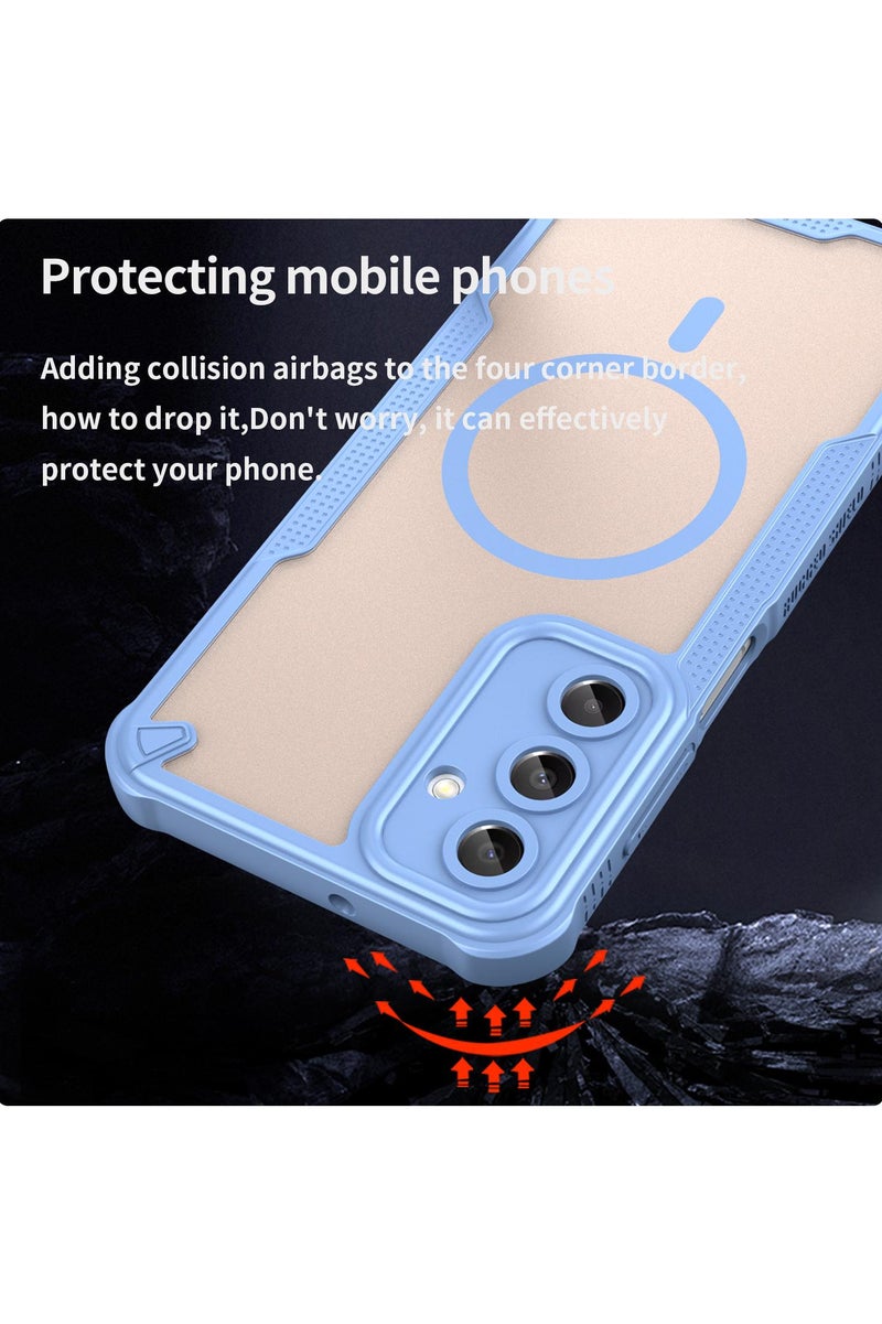 Cover For Samsung Galaxy A16 5G Armor Glaze MagSafe Magnetic Phone Case Raised edges around the screen and camera lens help prevent scratches - Blue - Image 3