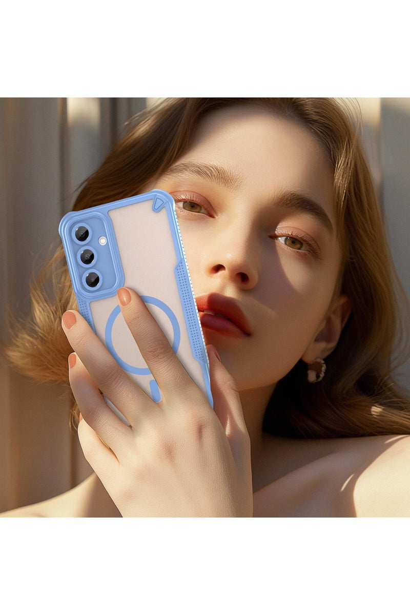 Cover For Samsung Galaxy A16 5G Armor Glaze MagSafe Magnetic Phone Case Raised edges around the screen and camera lens help prevent scratches - Blue - Image 2