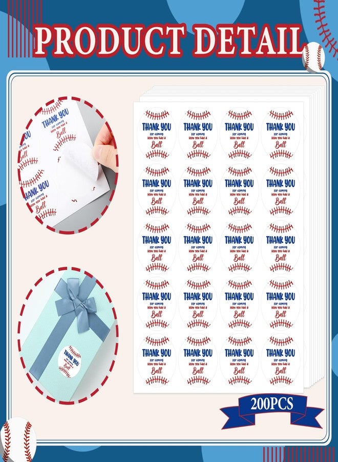 Marspark 200 Pcs Baseball Label Stickers Set Baseball Thank You Party Sticker Labels for Birthday Party Gifts Wrapping Craft Theme Supplies 2 Inch - Image 3