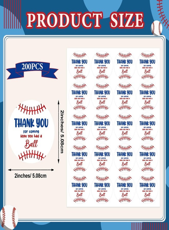 Marspark 200 Pcs Baseball Label Stickers Set Baseball Thank You Party Sticker Labels for Birthday Party Gifts Wrapping Craft Theme Supplies 2 Inch - Image 2