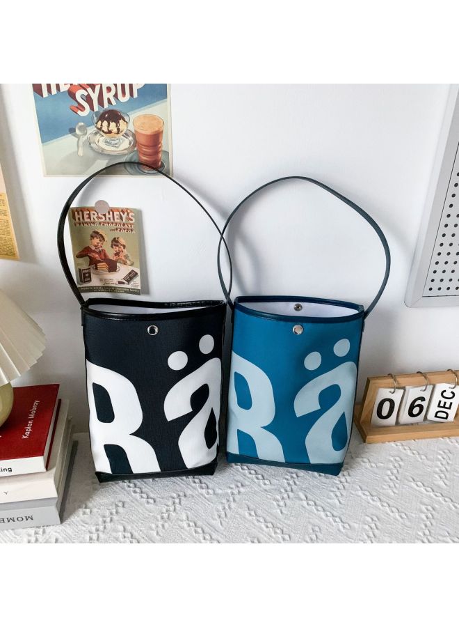 2025 Thai Niche Bucket Bag Women's Trendy Large Capacity Letter Printed Shoulder Bag Rally Underarm Bag-Colour:Black  - Image 3