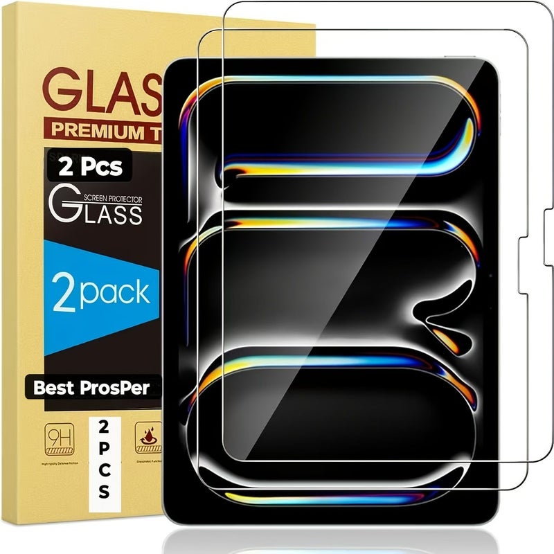Tempered Glass Screen Protector 2 Pack For iPad Pro 13 Inch M4 2024 High Definition Transparent 9H Hardness Film Supports Face ID And Apple Pencil Pro Sensitive Cover Shell - Image 1