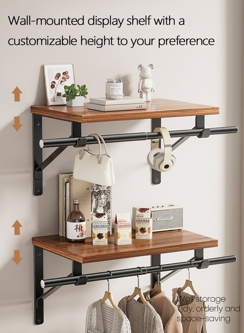 والالا رف تخزين حائطي للحمام مع قضيب ملابس، طول قابل للتعديل 40-70 سم قضيب ملابس شديد التحمل، لوحة لتخزين أدوات النظافة للحمام وغرفة النوم - Image 5