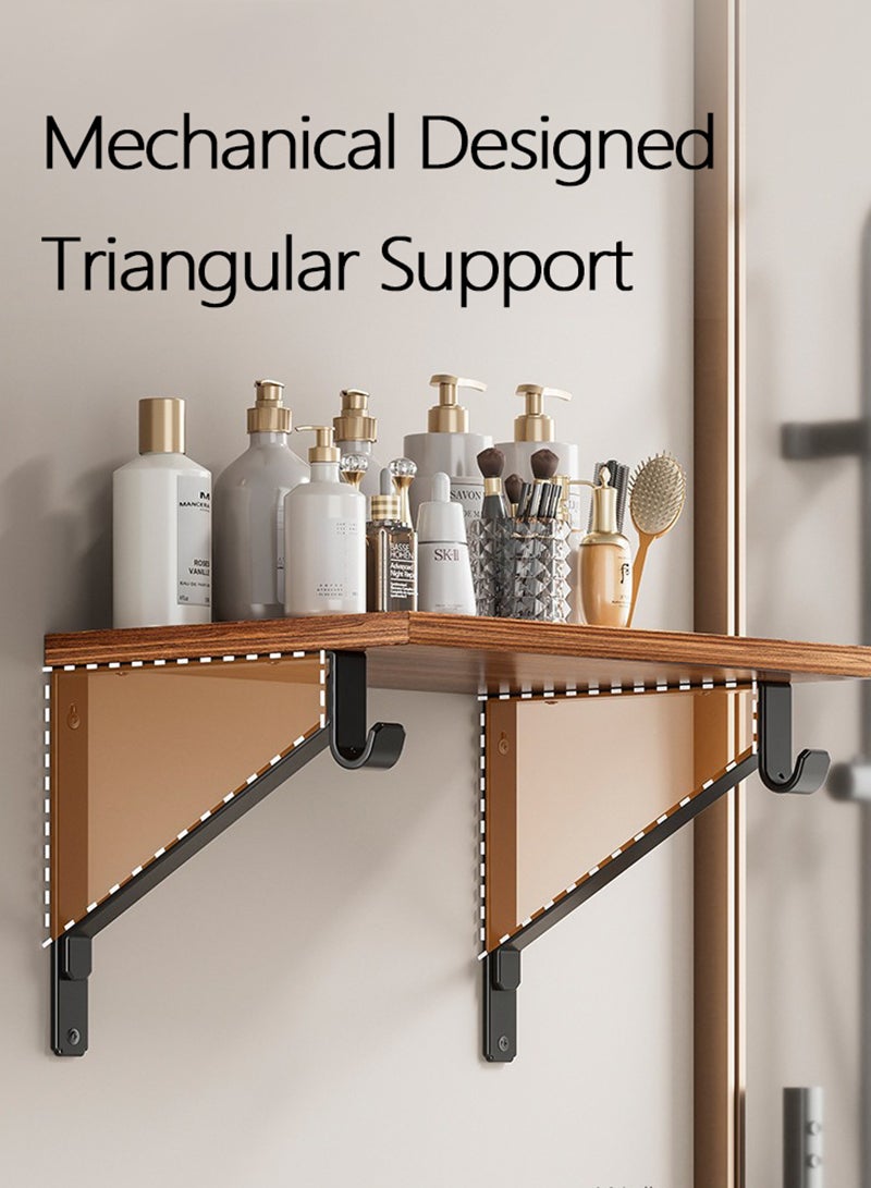 والالا رف تخزين حائطي للحمام مع قضيب ملابس، طول قابل للتعديل 40-70 سم قضيب ملابس شديد التحمل، لوحة لتخزين أدوات النظافة للحمام وغرفة النوم - Image 2
