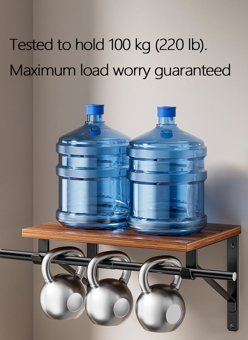 والالا رف تخزين حائطي للحمام مع قضيب ملابس، طول قابل للتعديل 40-70 سم قضيب ملابس شديد التحمل، لوحة لتخزين أدوات النظافة للحمام وغرفة النوم - Image 3