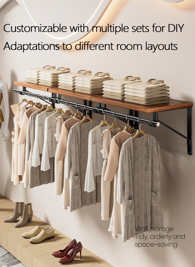 والالا رف تخزين حائطي للحمام مع قضيب ملابس، طول قابل للتعديل 40-70 سم قضيب ملابس شديد التحمل، لوحة لتخزين أدوات النظافة للحمام وغرفة النوم - Image 4