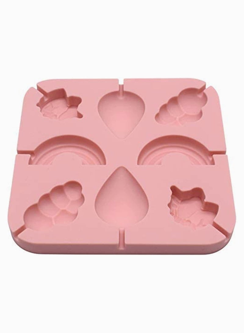 Y&D 3D Silicone Molds for Pony Unicorn Shape, Rainbow, Clouds, Raindrop, Kid's Party, Treat Bags, Chocolate, Candy, Gelatin Fudge, Ice Cube, 25 Pcs Paper Cartoon Lollipop Sticks (4inch) - Image 3