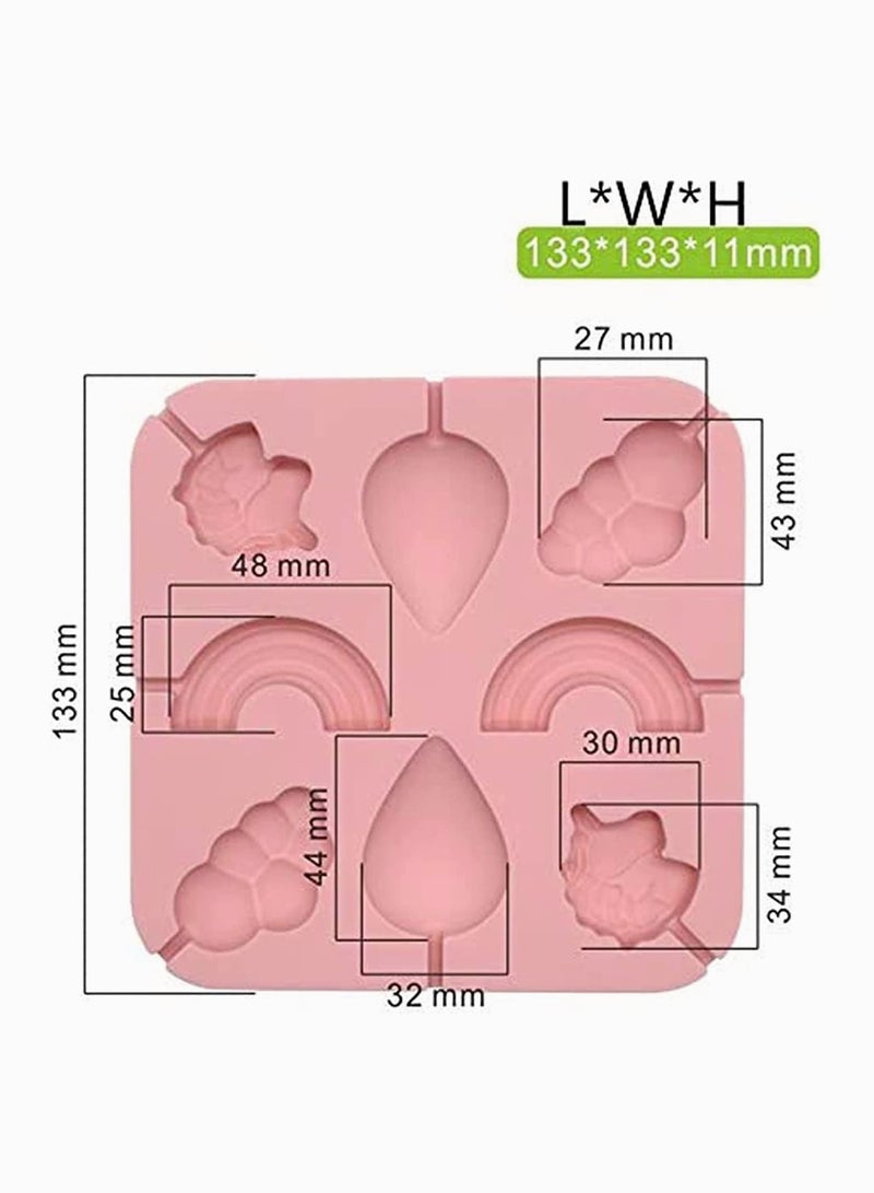 Y&D 3D Silicone Molds for Pony Unicorn Shape, Rainbow, Clouds, Raindrop, Kid's Party, Treat Bags, Chocolate, Candy, Gelatin Fudge, Ice Cube, 25 Pcs Paper Cartoon Lollipop Sticks (4inch) - Image 4