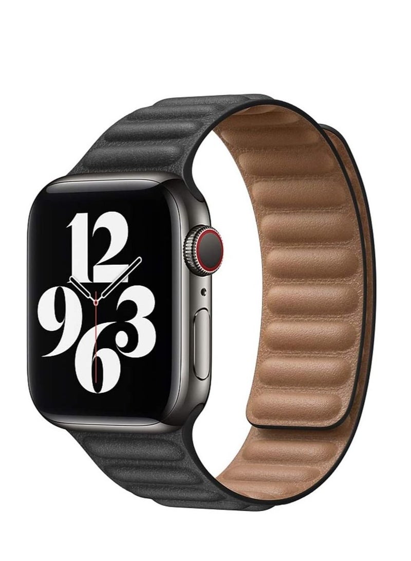 Phone Planet Adjustable Genuine Leather Loop Wristband with Strong Magnetic Closure for Apple Watch Series 1,2,3,4,5,6,SE - 42mm/44mm - Image 1