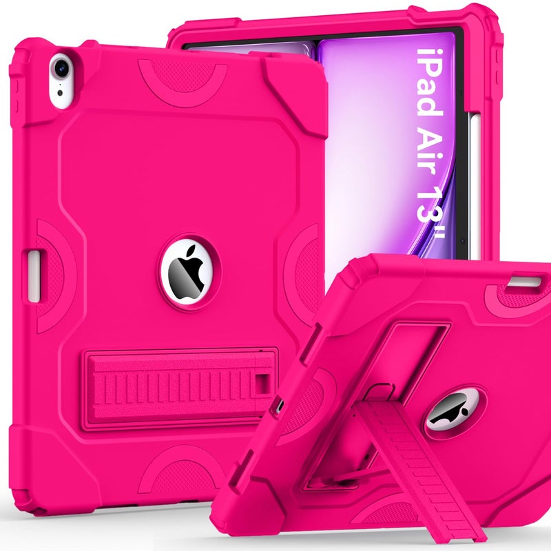 Cantis Case for iPad Air 13 Inch (M3) 2025/ for iPad Air 13-inch (M2) 2024 with Pencil Holder, Heavy Duty Shockproof Case for i Pad Air 13" Supports Pencil Pro and Pencil (USB-C), Hot Pink - Image 1