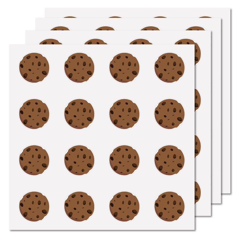 CREATCABIN 128Pcs Chocolate Chip Cookie Monster Stickers - Waterproof Round Label Stickers for Packaging, Phone, Water Bottle, Laptop, Scrapbook, Refrigerator - 1 Inch - Image 1