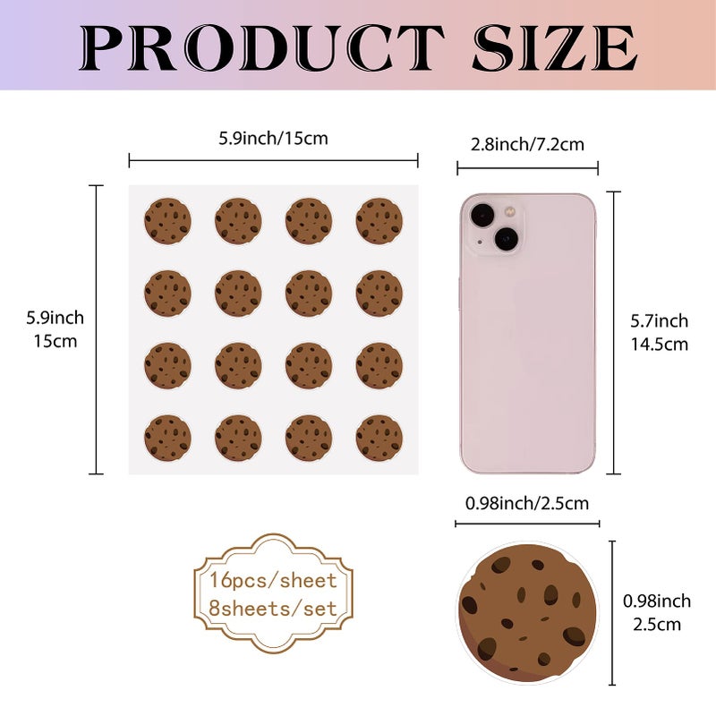 CREATCABIN 128Pcs Chocolate Chip Cookie Monster Stickers - Waterproof Round Label Stickers for Packaging, Phone, Water Bottle, Laptop, Scrapbook, Refrigerator - 1 Inch - Image 2