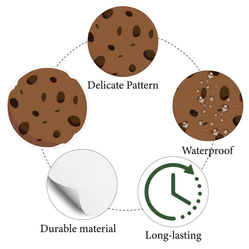 CREATCABIN 128Pcs Chocolate Chip Cookie Monster Stickers - Waterproof Round Label Stickers for Packaging, Phone, Water Bottle, Laptop, Scrapbook, Refrigerator - 1 Inch - Image 3