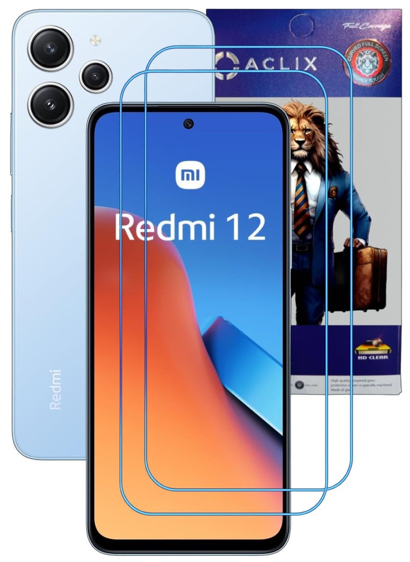 ACLIX 2 Pieces Antistatic ESD Dustproof Premium Quality High Definition Clear Tempered Glass Screen Protector Designed For Xiaomi Redmi 12 - Image 1