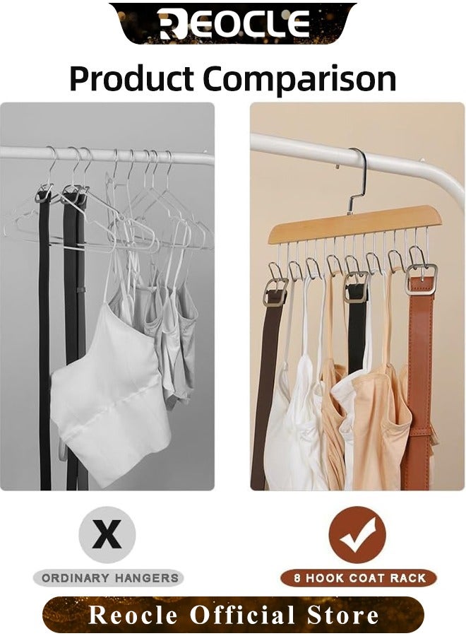 REOCLE 1pc Multi Hook Coat Racks 360 Degree Space Saving Hangers with 8 Hooks Multifunctional Non-Slip Storage Hangers for Ties, Scarves, Socks  - Image 2