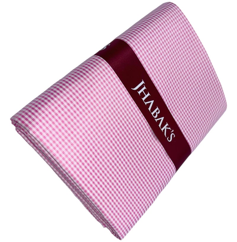 JHABAK'S Unstitched Polyester Checkered Shirt & Trouser Fabric - 2.25 mtr Shirt Cloth - 1.20 mtr Pant Piece (Small Pink) - Image 5