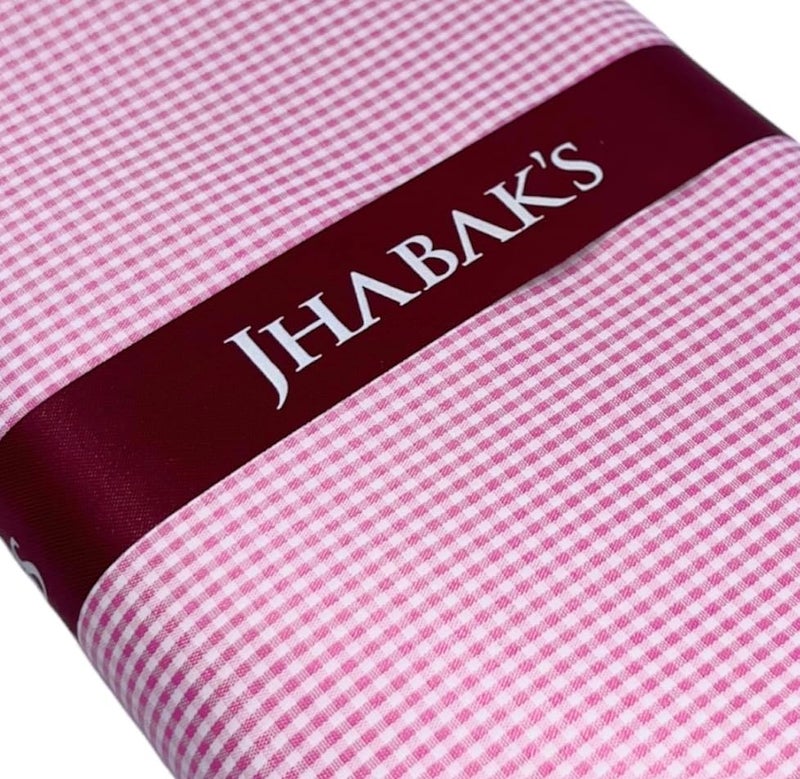JHABAK'S Unstitched Polyester Checkered Shirt & Trouser Fabric - 2.25 mtr Shirt Cloth - 1.20 mtr Pant Piece (Small Pink) - Image 4