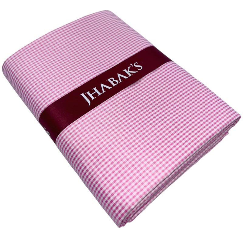 JHABAK'S Unstitched Polyester Checkered Shirt & Trouser Fabric - 2.25 mtr Shirt Cloth - 1.20 mtr Pant Piece (Small Pink) - Image 3