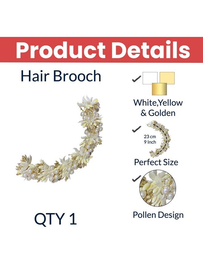 TEMPERIA Hair Accessories For Women & Girls Stylish for Wedding - Artificial Flowers & Pearl Style Juda Bun Accessories - Floral Bridal Brooch & Hair Pins - Hairstyle Decoration Bride Clips (MN11) - Image 2