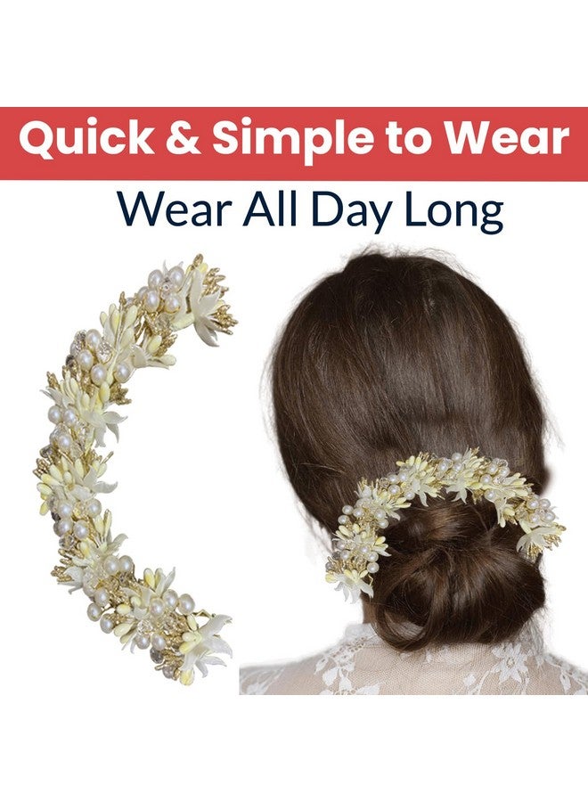 TEMPERIA Hair Accessories For Women & Girls Stylish for Wedding - Artificial Flowers & Pearl Style Juda Bun Accessories - Floral Bridal Brooch & Hair Pins - Hairstyle Decoration Bride Clips (MN11) - Image 4
