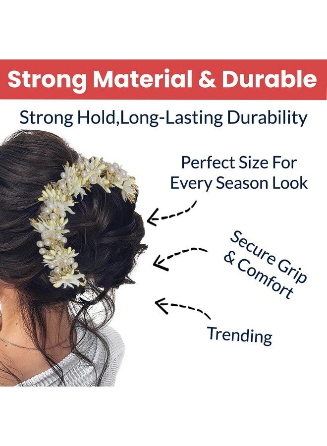 TEMPERIA Hair Accessories For Women & Girls Stylish for Wedding - Artificial Flowers & Pearl Style Juda Bun Accessories - Floral Bridal Brooch & Hair Pins - Hairstyle Decoration Bride Clips (MN11) - Image 3