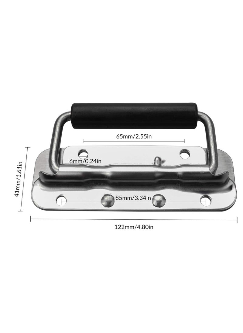 KASTWAVE - Spring Loaded Pull Handles, Surface Mount Chest Handle with Rubber Grip Handmade Chest Trunk Lifter Handle Pull Heavy Duty Hardware for Chests Trunks Crates Storage Boxes(2 Pack) - Image 1