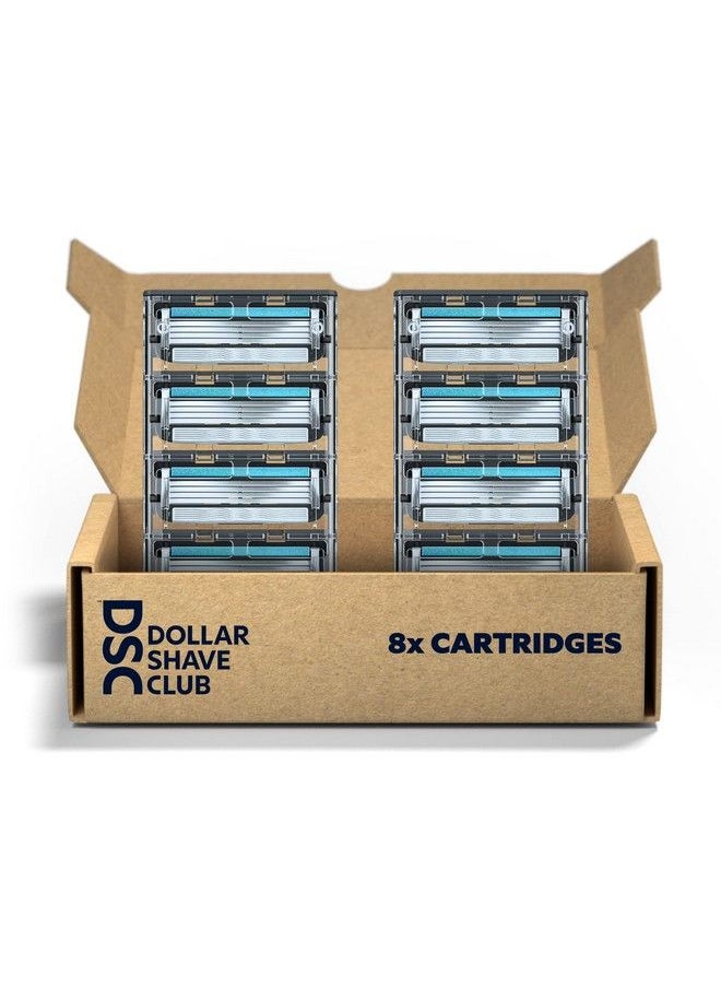 DOLLAR SHAVE CLUB 4Blade Club Razor Refill Cartridges 8 Count Precision Cut Stainless Steel Blades Great For Longer Hair And Hard To Shave Spots Optimally Spaced For Easy Rinsing Silverblue  - Image 1