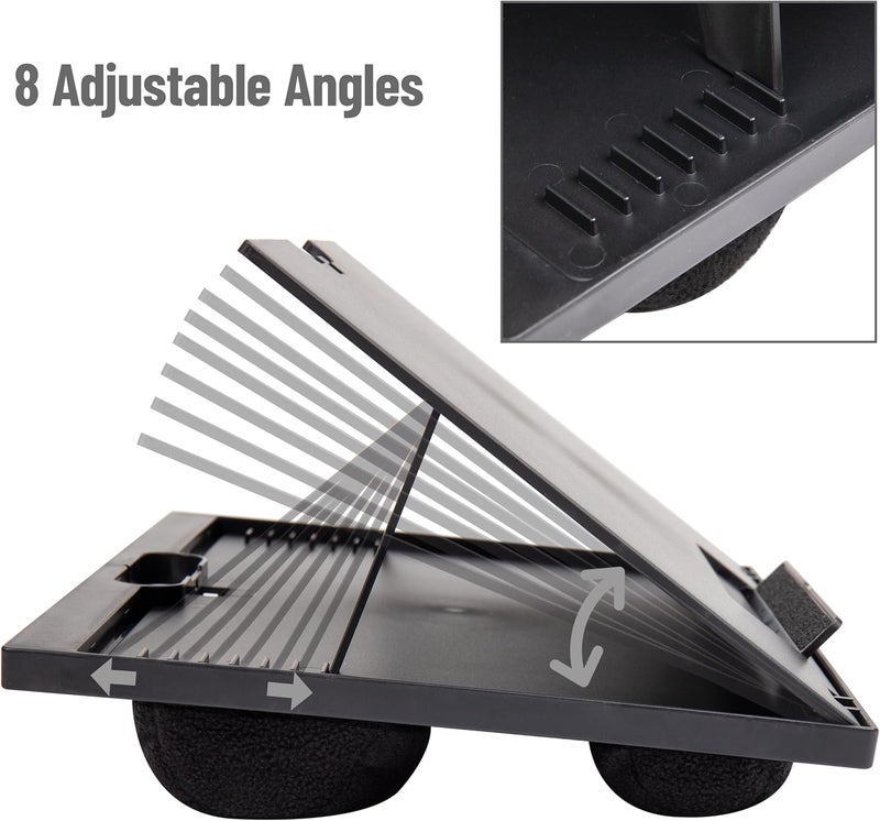 Mind Reader Adjustable Lap Desk with Cushions - Portable Laptop Stand for Bed and Travel, Black - Image 5