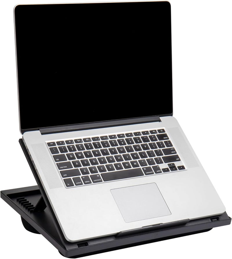 Mind Reader Adjustable Lap Desk with Cushions - Portable Laptop Stand for Bed and Travel, Black - Image 1