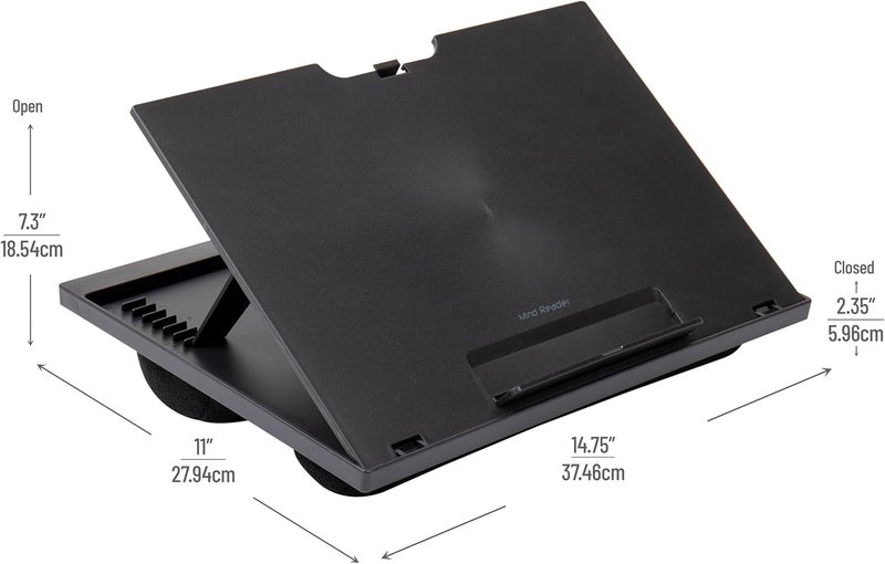 Mind Reader Adjustable Lap Desk with Cushions - Portable Laptop Stand for Bed and Travel, Black - Image 3