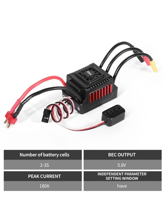 60A XT60 Plug ESC Speed Controller 6S Brushless For 1 8 RC Car ABS Material 36V - Image 3