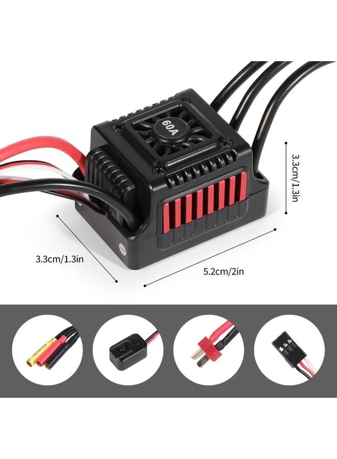 60A XT60 Plug ESC Speed Controller 6S Brushless For 1 8 RC Car ABS Material 36V - Image 4