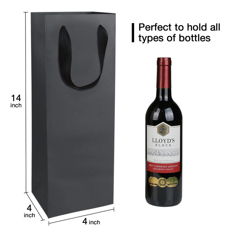 Aimyoo Black Wine Bottle Bags 6x5x15 inch, 10 Pack Large Kraft Paper Gift Bags with Handles Bulk - Image 4