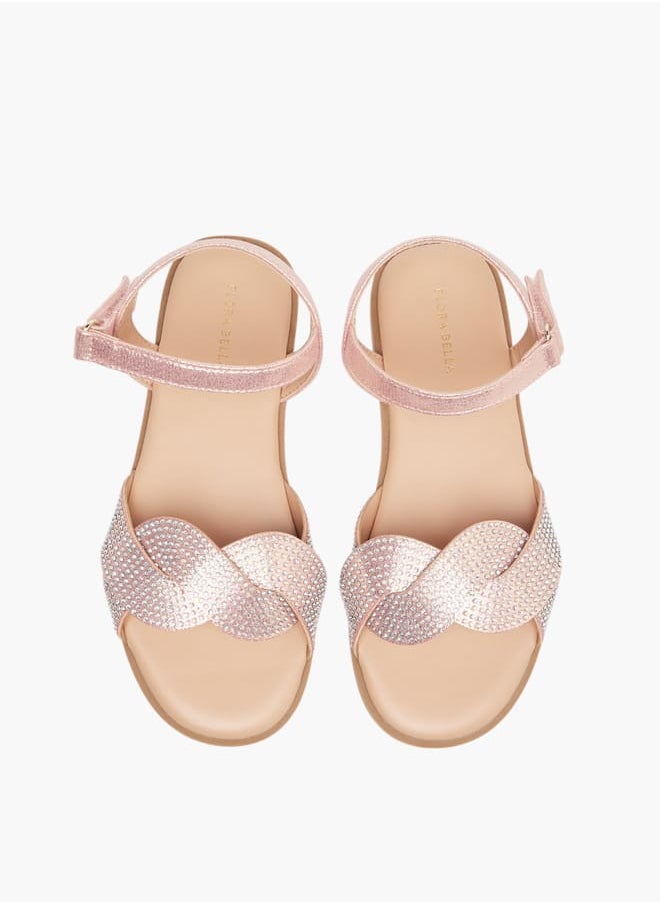Flora Bella By Shoexpress - Girls Studded Strap Sandals With Hook And Loop Closure - Image 1