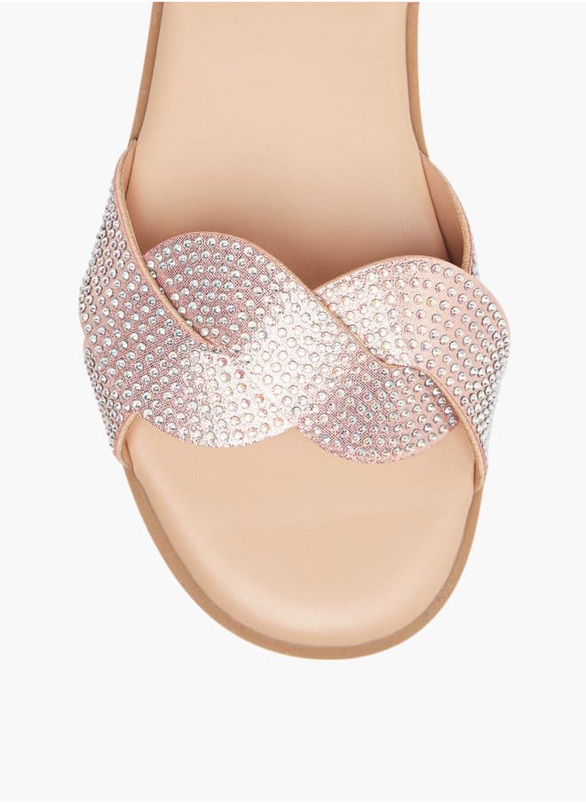 Flora Bella By Shoexpress - Girls Studded Strap Sandals With Hook And Loop Closure - Image 1