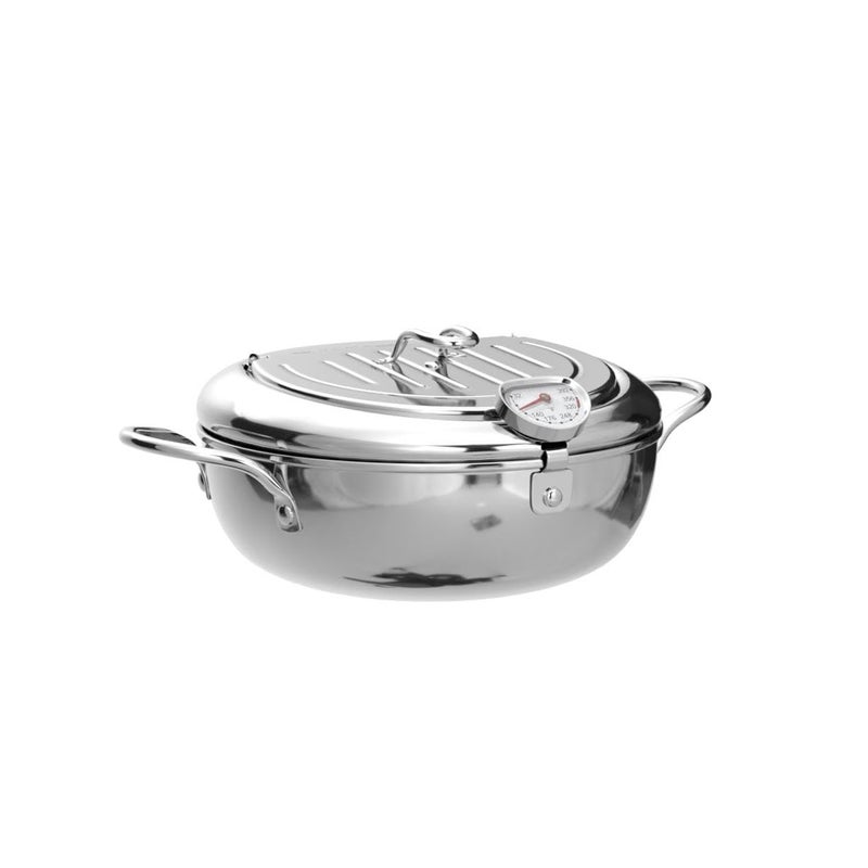 KOMONG Deep Fryer Pot (Â°F), Japanese Tempura Small Deep Frying Pot with Fahrenheit Thermometer, 304 Stainless Steel Deep Fryer with Oil Draining Rack for Tempura chips, Fries, Fish, and Chicken - Image 4