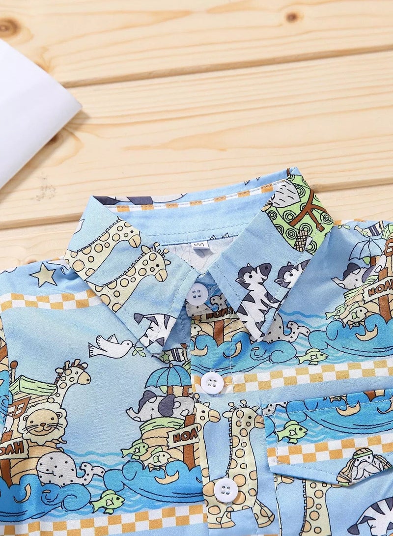 Toddler Boys Cartoon Graphic Button Through Shirt  - Image 3